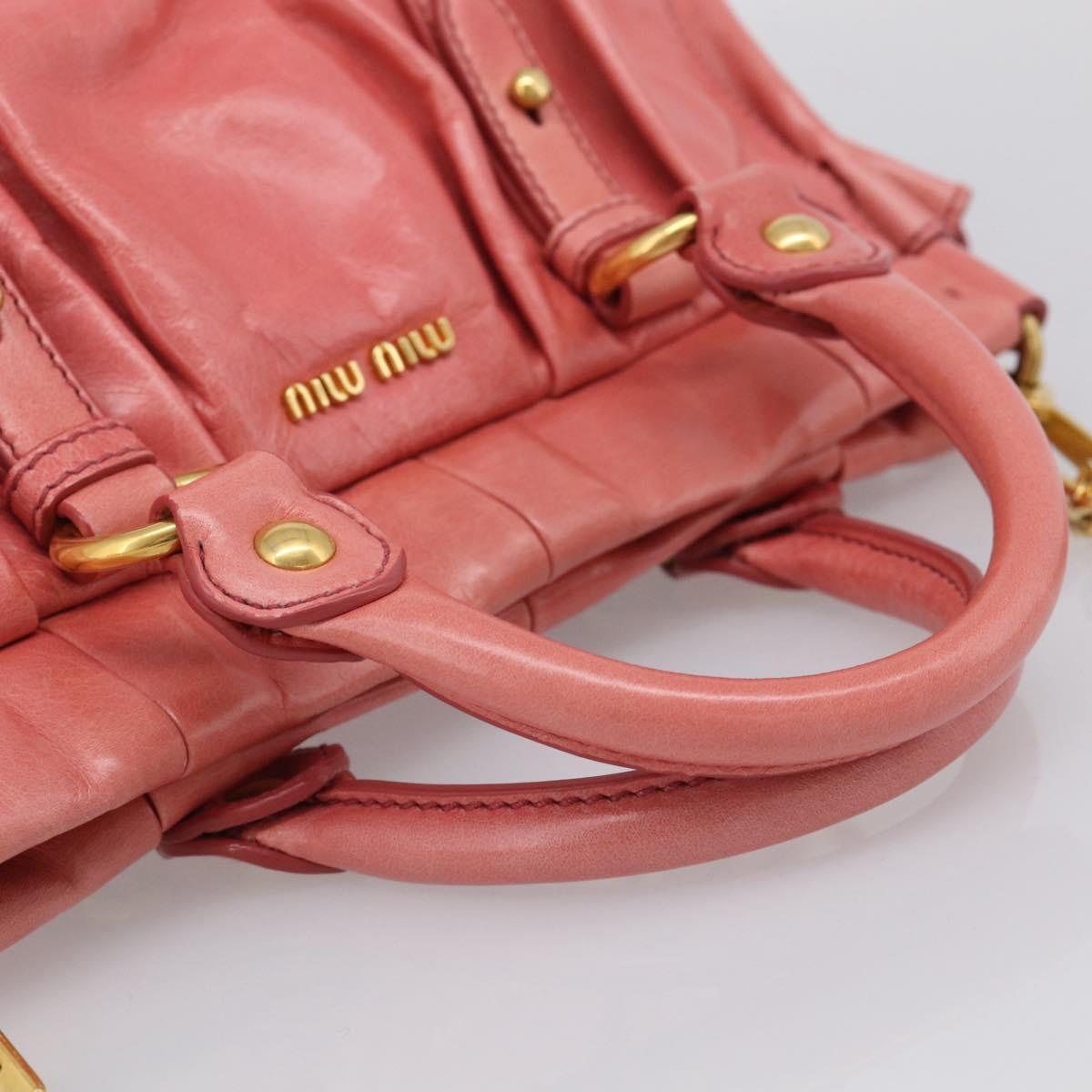 Miu Miu Hand Bag Vitellolux 2way Pink Gold Auth 210376M