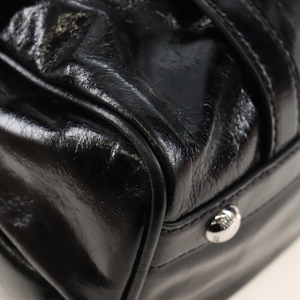 Miu Miu Vitter Shine Hand Bag Leather 2way Black Silver Auth 210377SAM