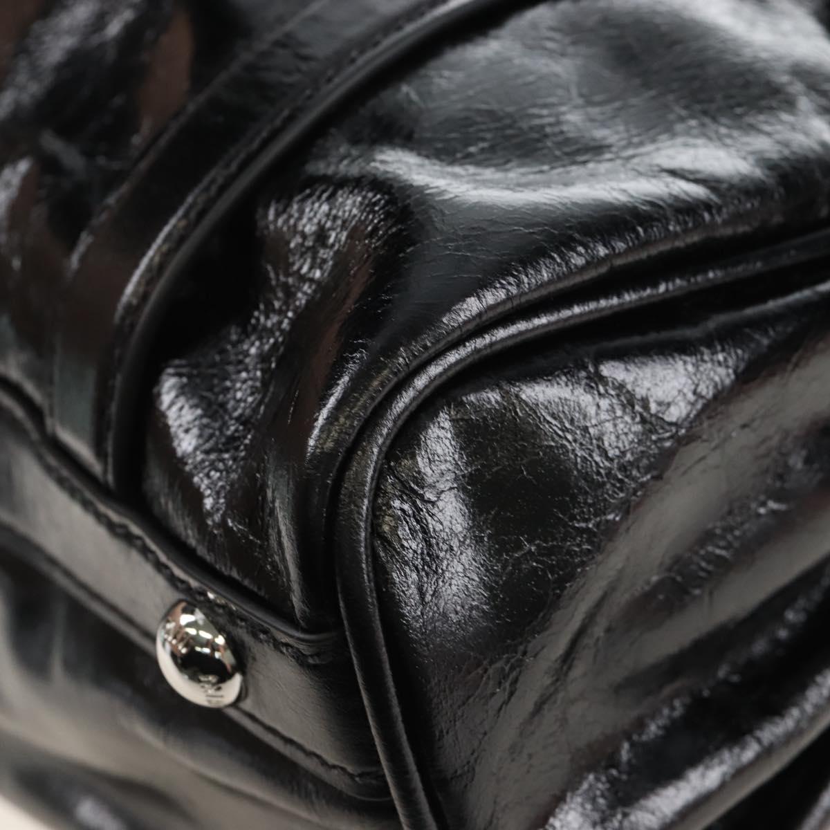 Miu Miu Vitter Shine Hand Bag Leather 2way Black Silver Auth 210377SAM