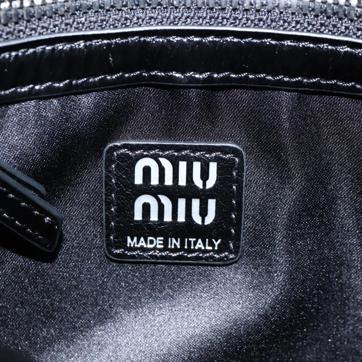 Miu Miu Vitter Shine Hand Bag Leather 2way Black Silver Auth 210377SAM