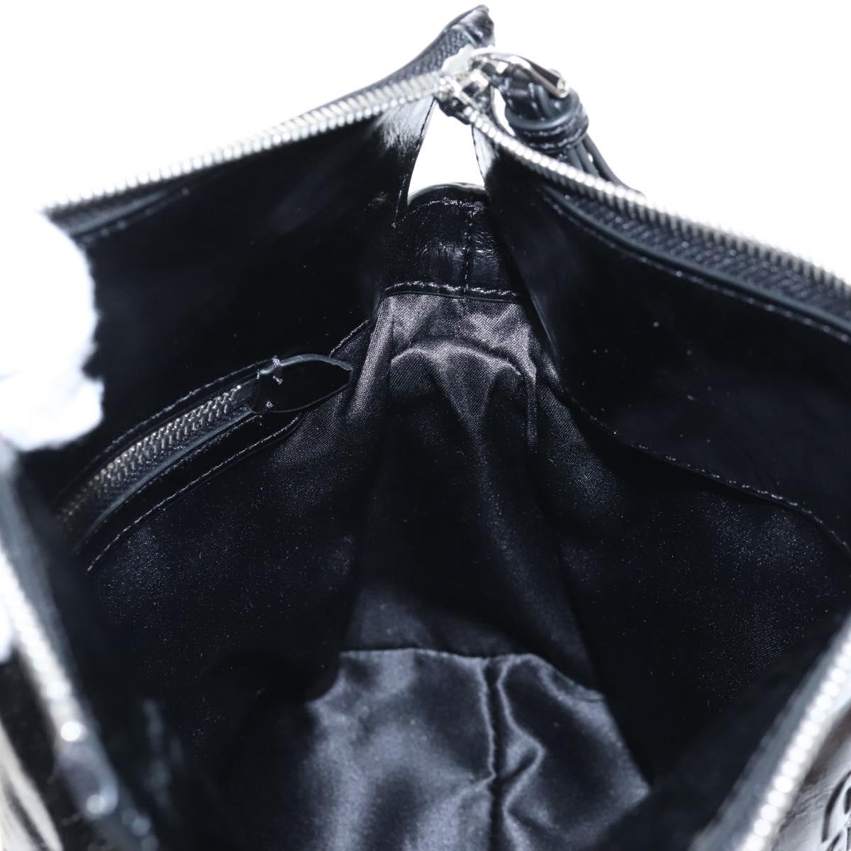 Miu Miu Vitter Shine Hand Bag Leather 2way Black Silver Auth 210377SAM