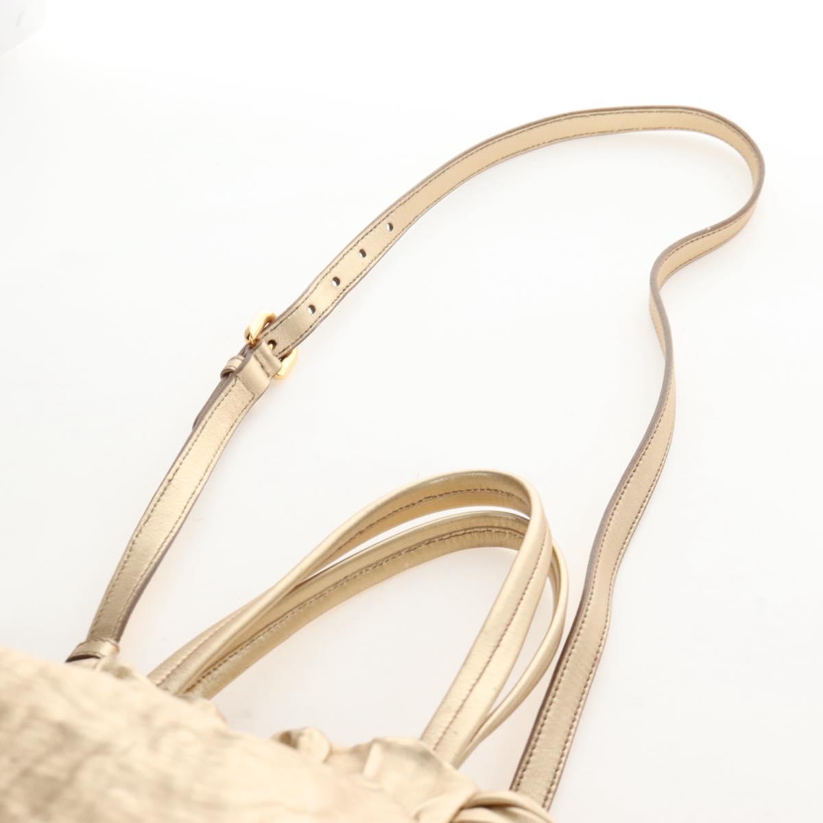 PRADA Hand Bag Leather 2way Gold Auth 210379SAM