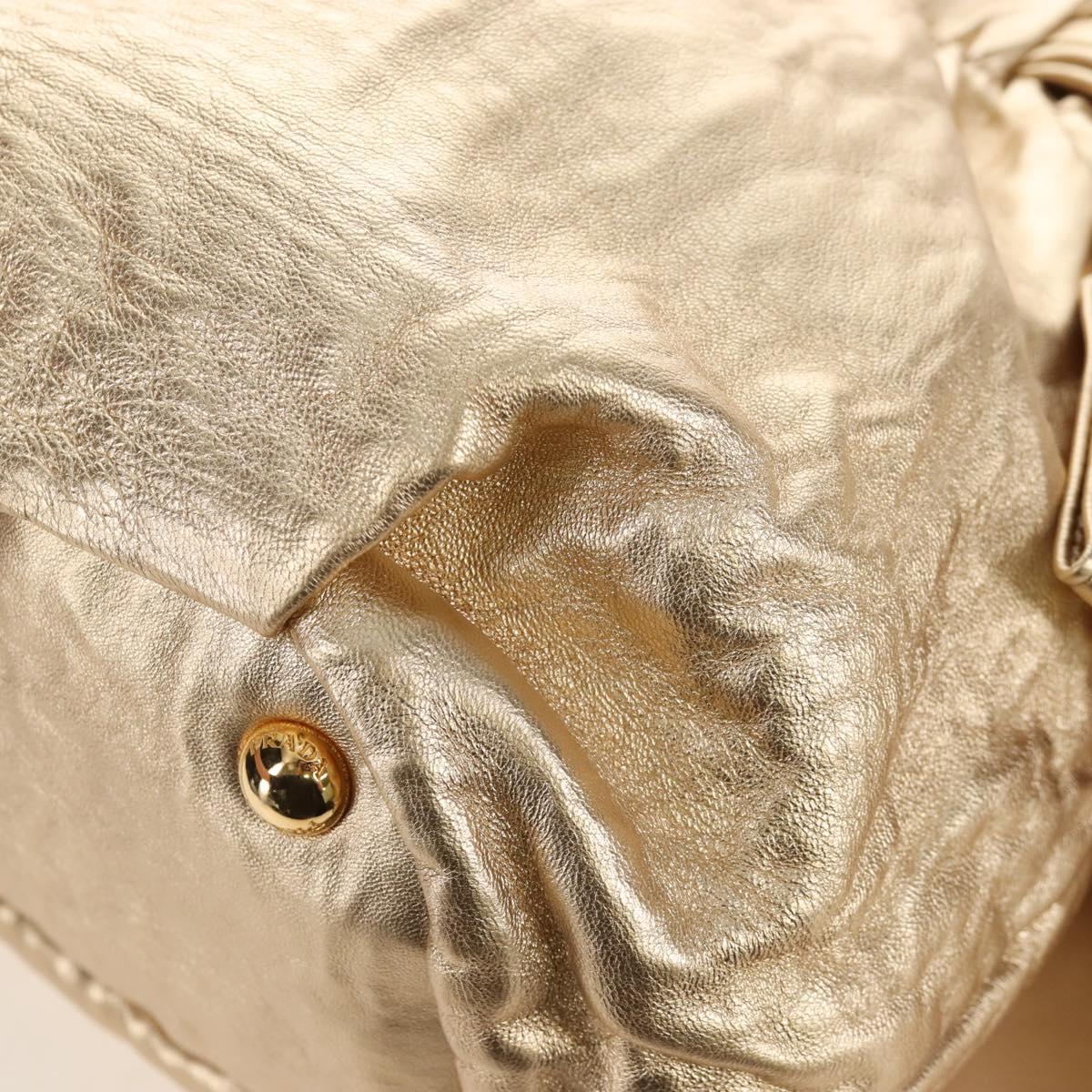 PRADA Hand Bag Leather 2way Gold Auth 210379SAM