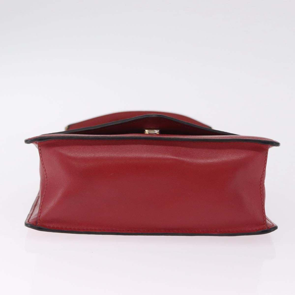 PRADA Chain Shoulder Bag Safiano leather Red Gold Auth 210380A