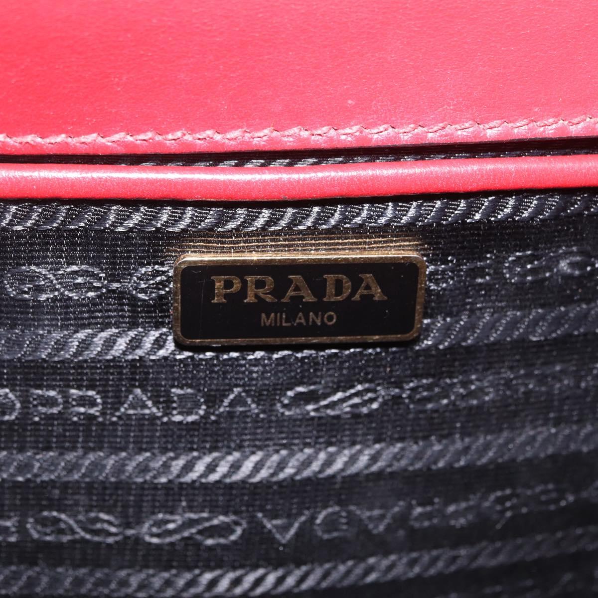 PRADA Chain Shoulder Bag Safiano leather Red Gold Auth 210380A
