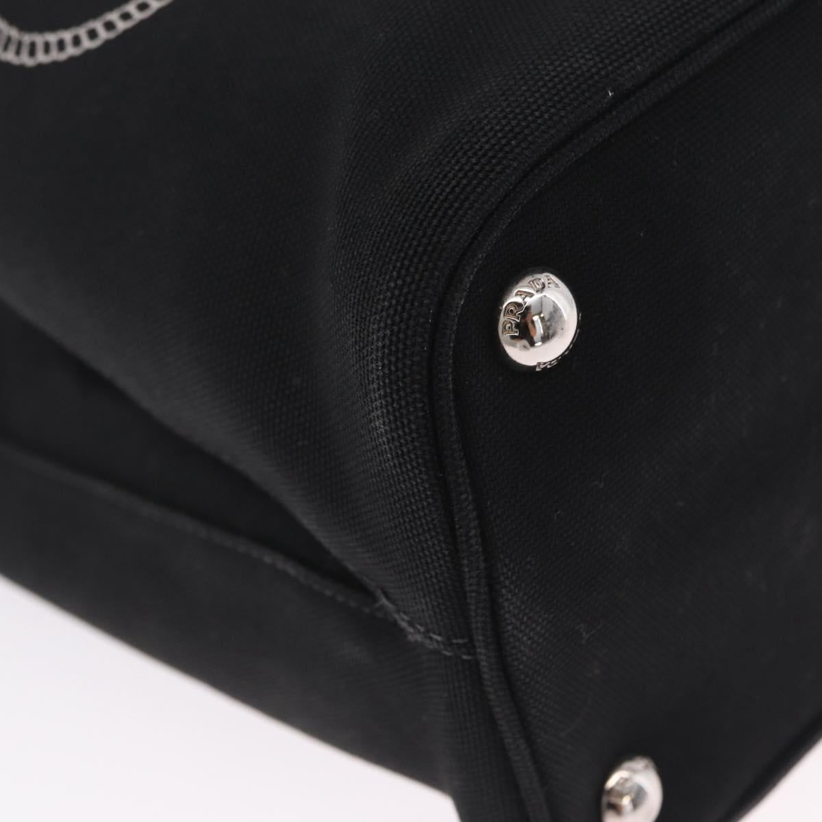 PRADA Panniers Shoulder Bag Canvas 2way Black Silver Auth 210381V