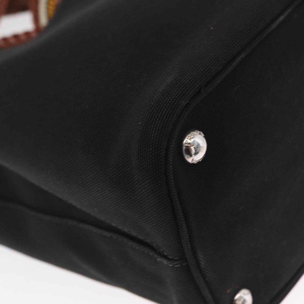 PRADA Panniers Shoulder Bag Canvas 2way Black Silver Auth 210381V