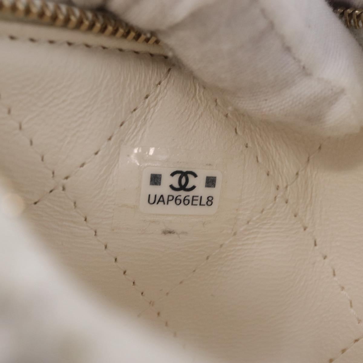CHANEL Hand Bag Tweed 2way White Gold Tone CC Auth 210382SM