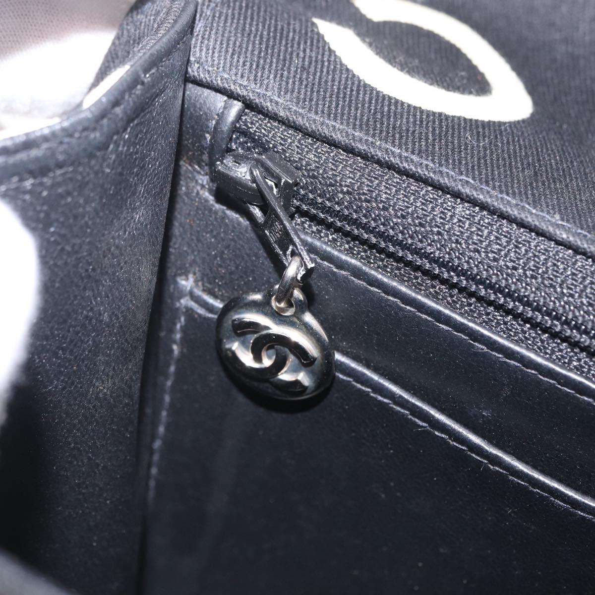 CHANEL Chain Hand Bag Canvas Black Silver CC Auth 210401A
