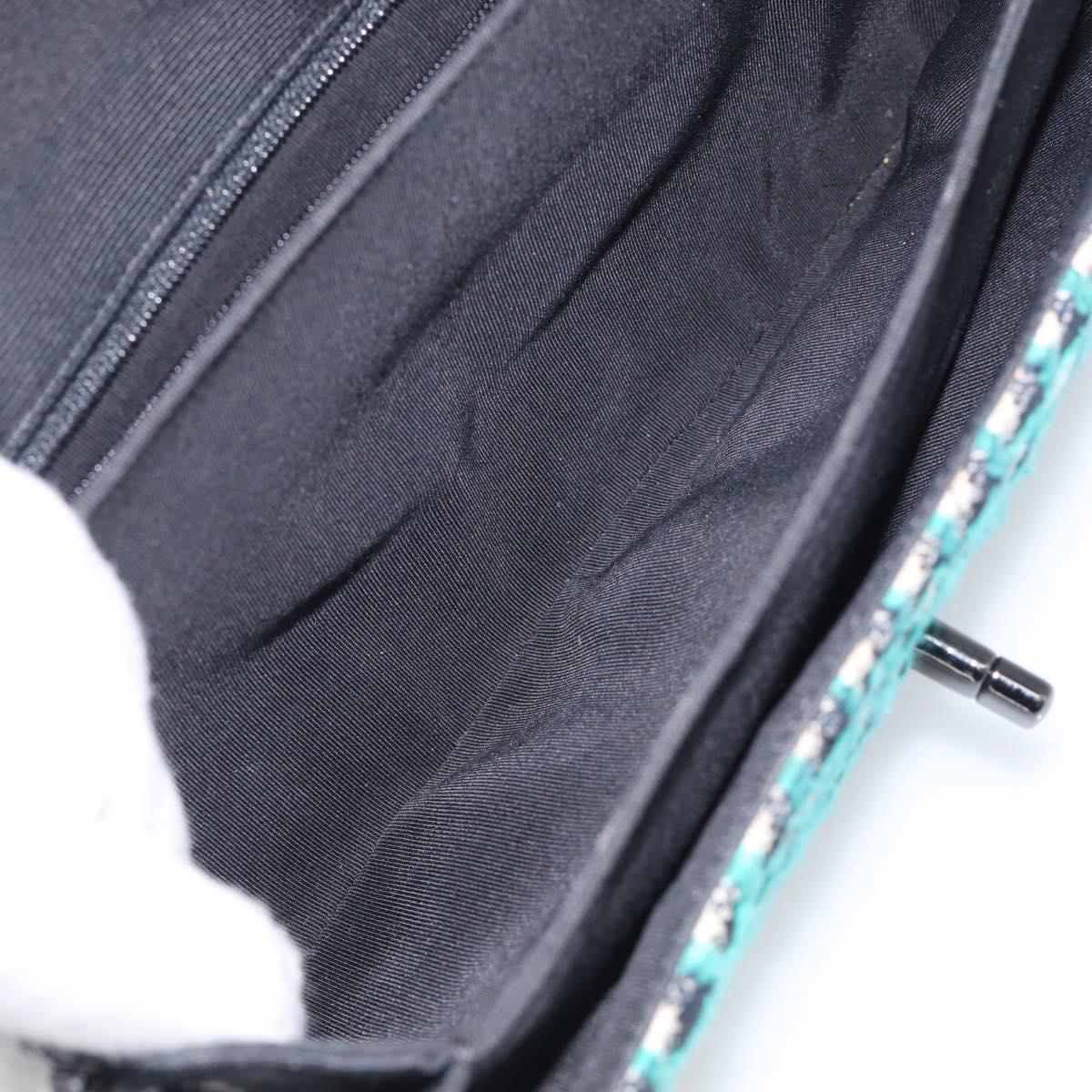 CHANEL Chain Shoulder Bag tweed Light Blue Silver CC Auth 210402SAV