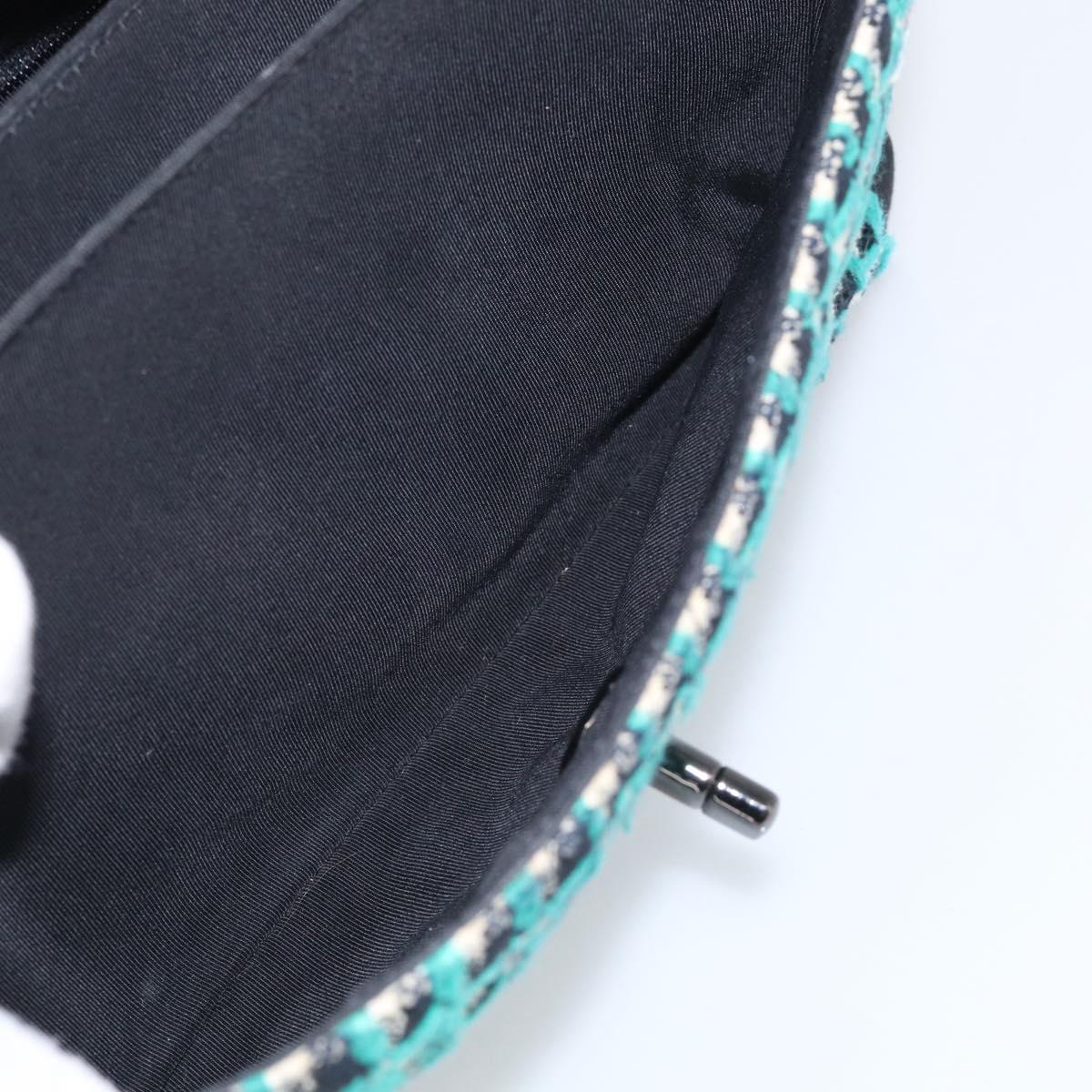 CHANEL Chain Shoulder Bag tweed Light Blue Silver CC Auth 210402SAV
