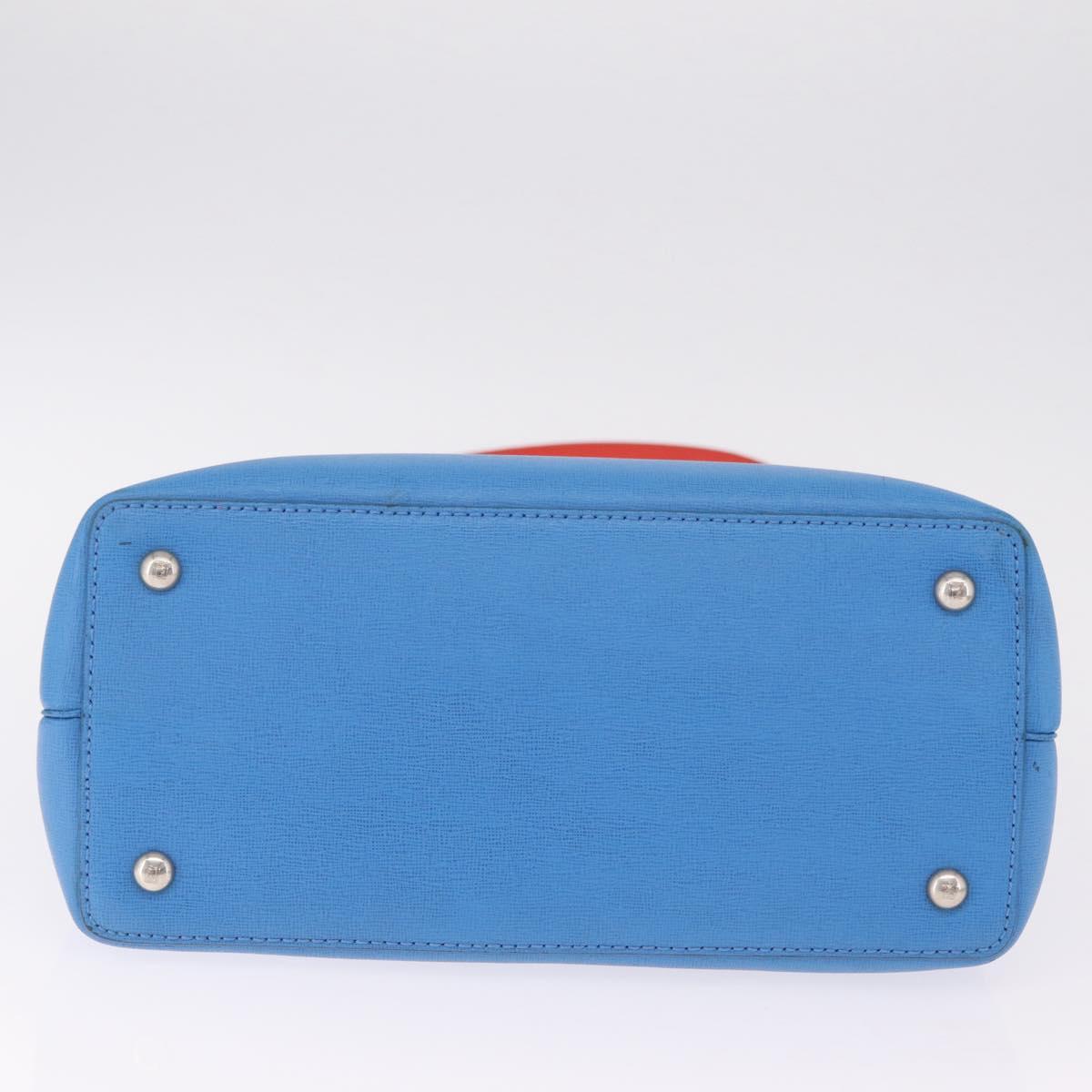 FENDI Petite 2Jours Hand Bag Leather 2way Blue Silver 8BH253 Auth 210420