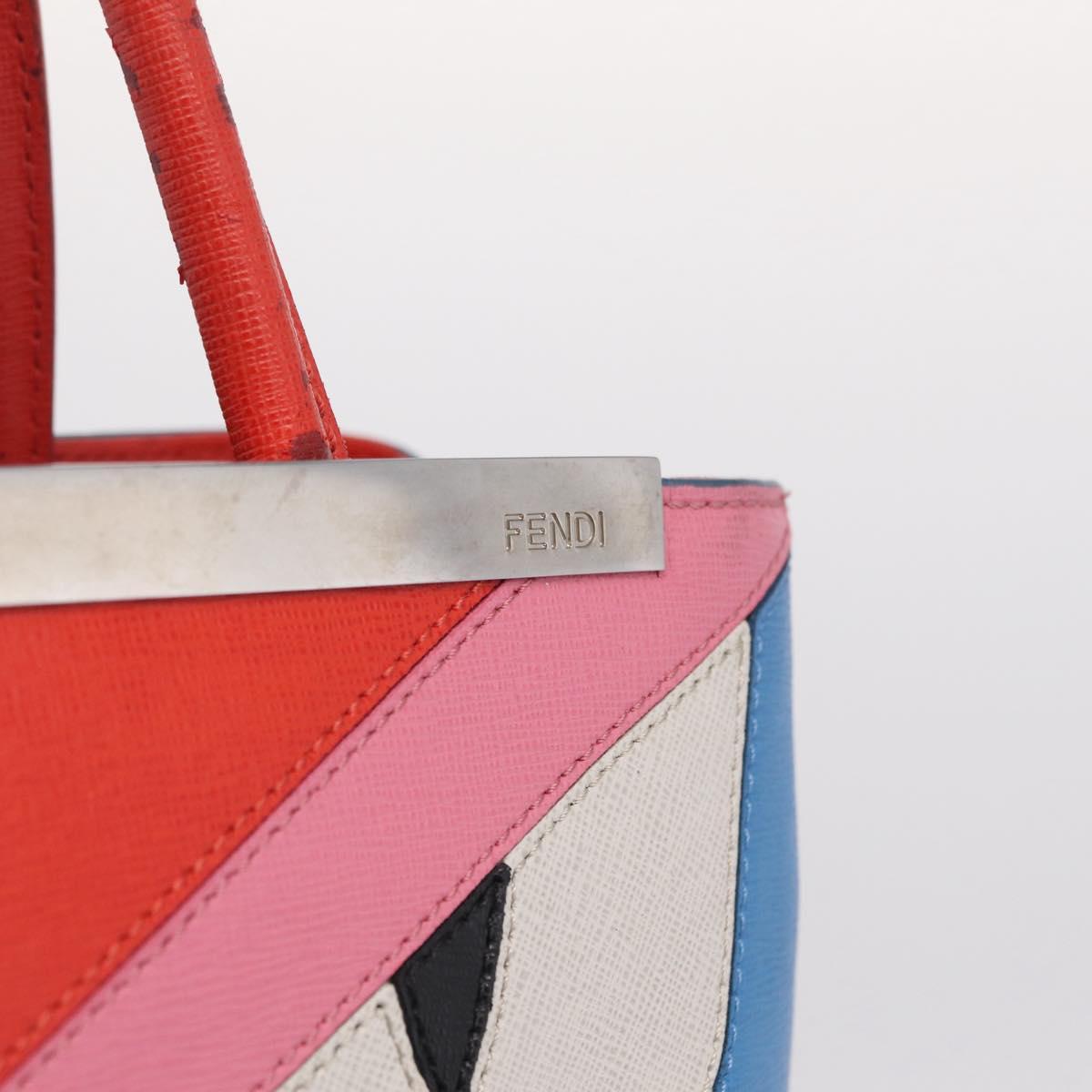 FENDI Petite 2Jours Hand Bag Leather 2way Blue Silver 8BH253 Auth 210420