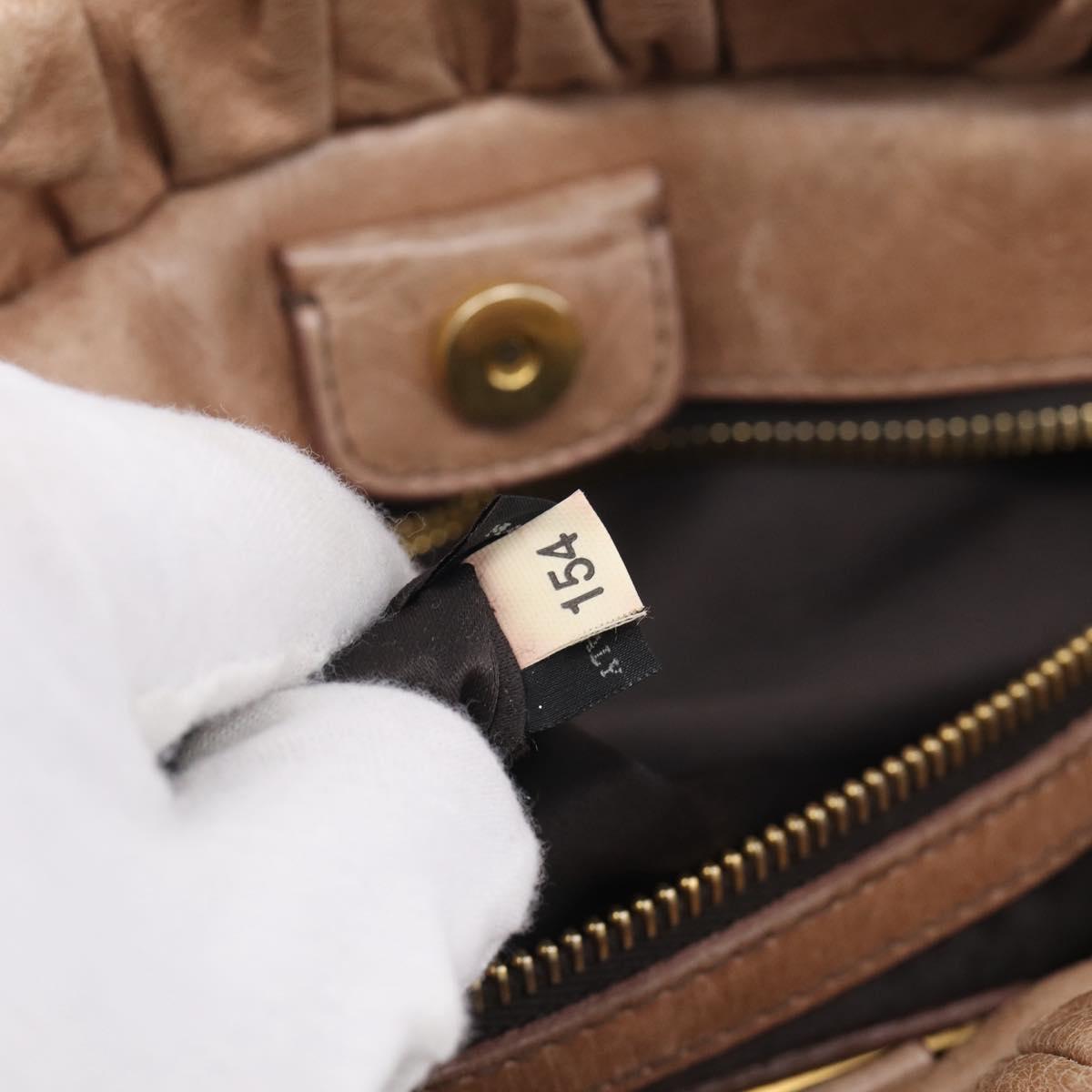 Miu Miu Vitellolux Hand Bag Leather 2way Beige Gold Auth 210421V