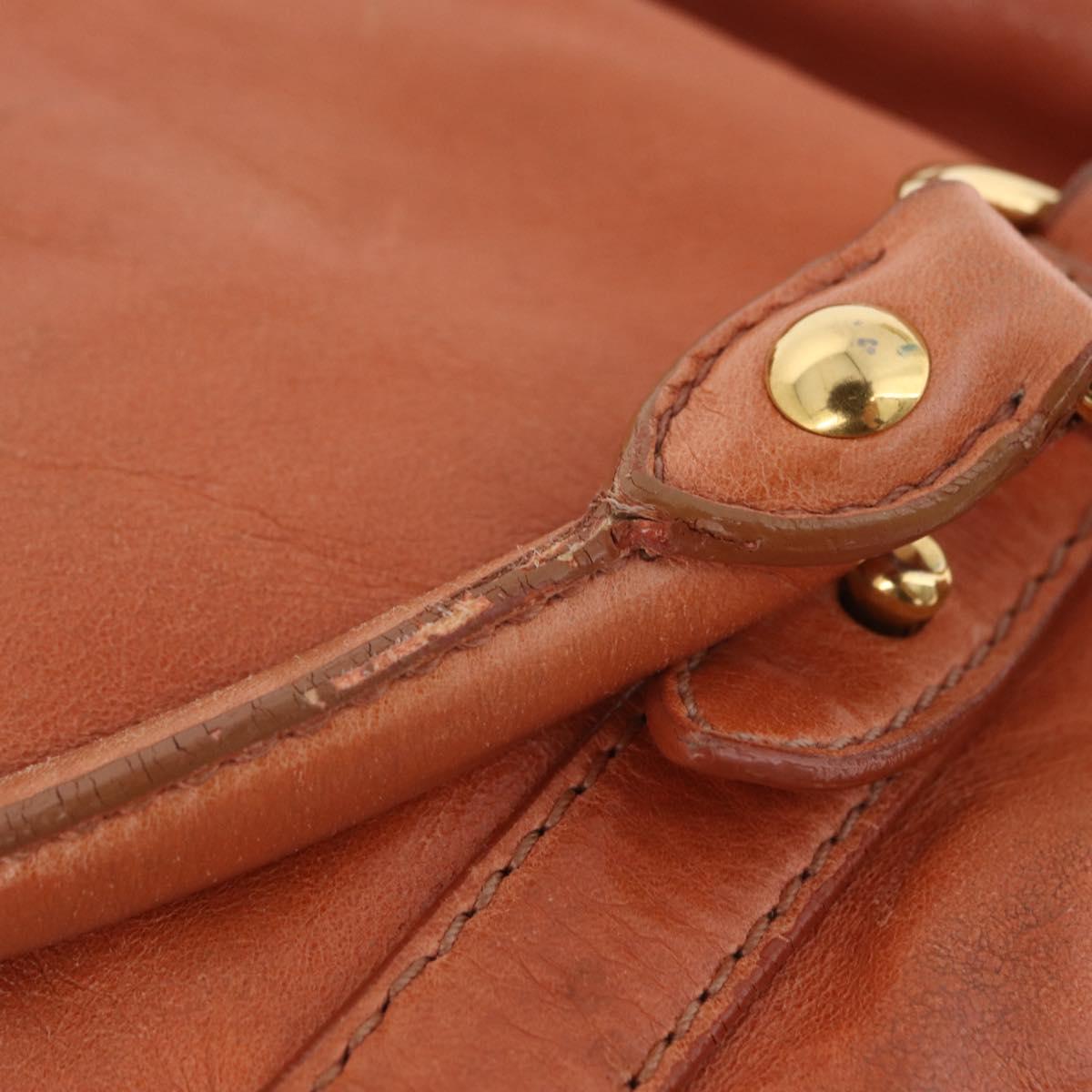 Miu Miu Vitellolux Hand Bag Leather Orange Gold Auth 210422V