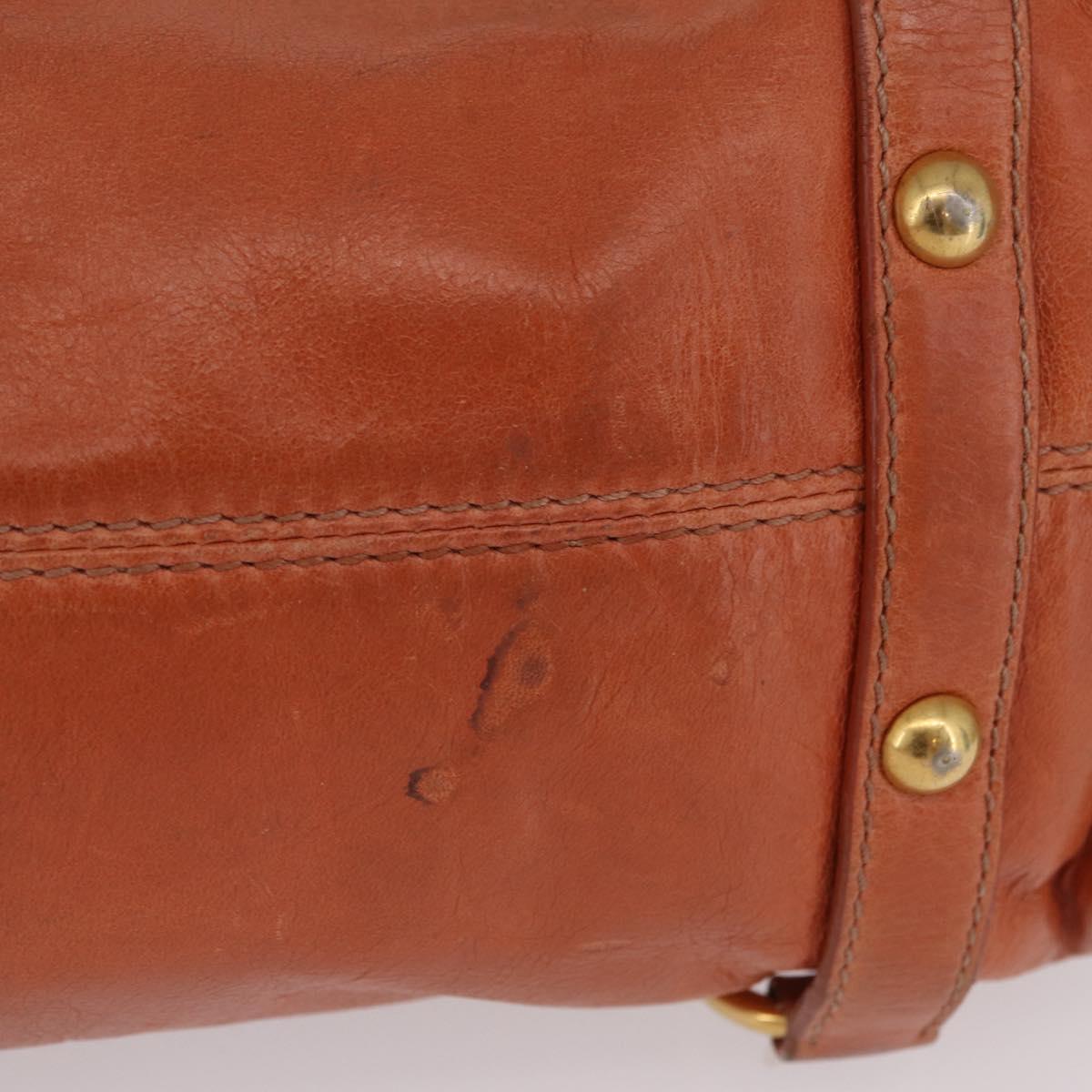 Miu Miu Vitellolux Hand Bag Leather Orange Gold Auth 210422V