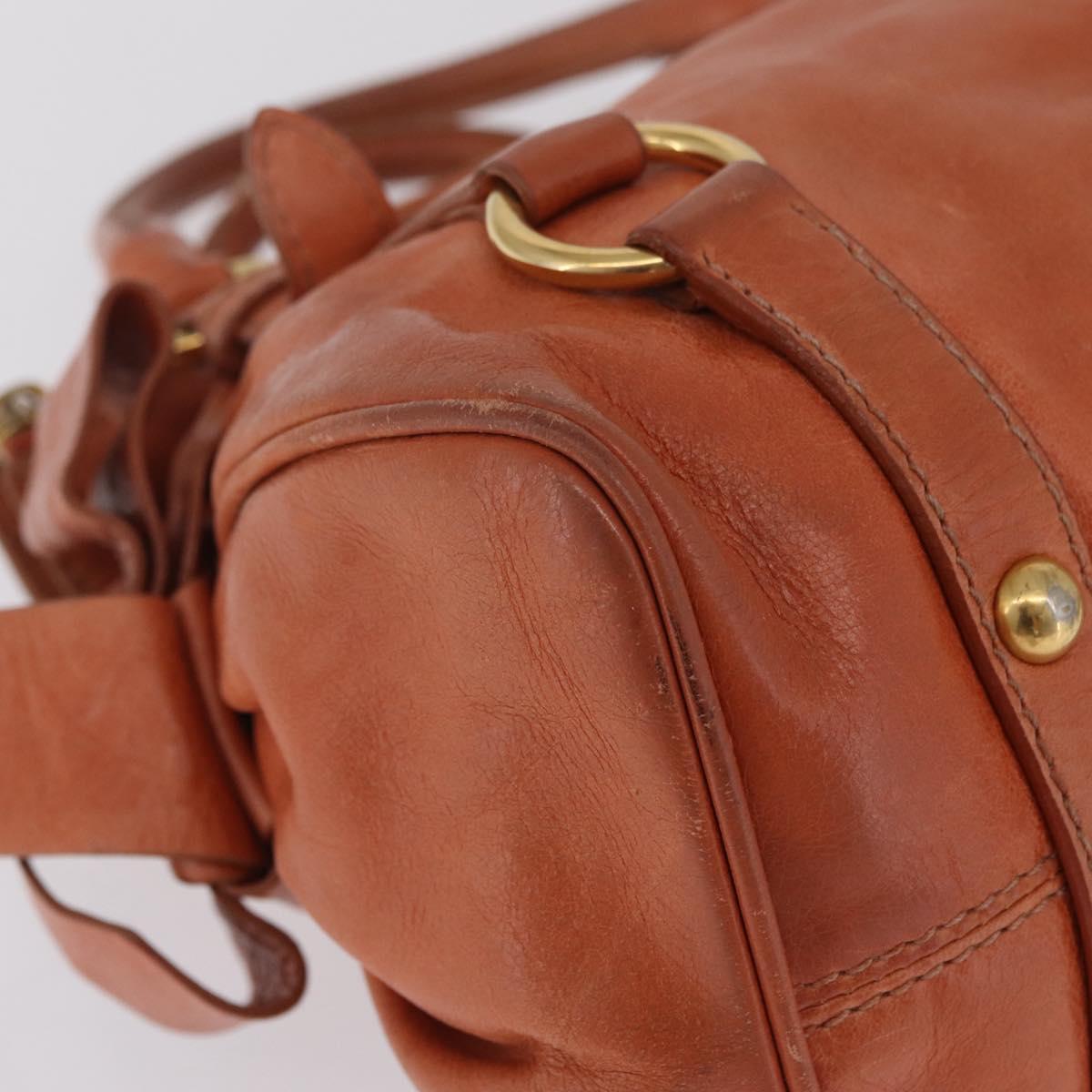 Miu Miu Vitellolux Hand Bag Leather Orange Gold Auth 210422V
