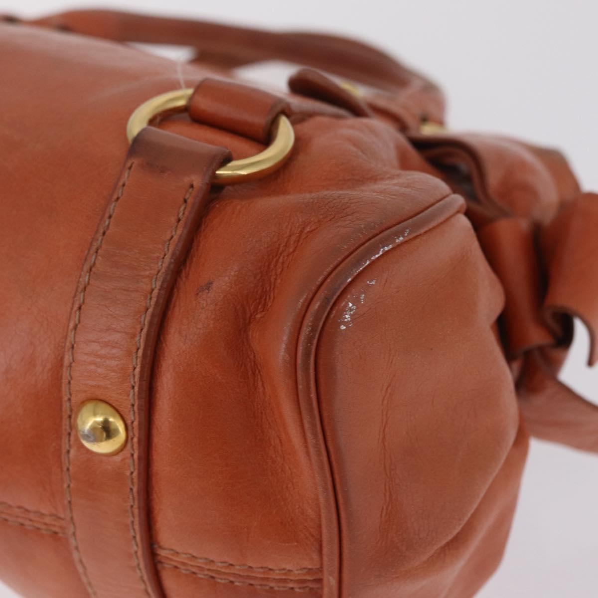 Miu Miu Vitellolux Hand Bag Leather Orange Gold Auth 210422V