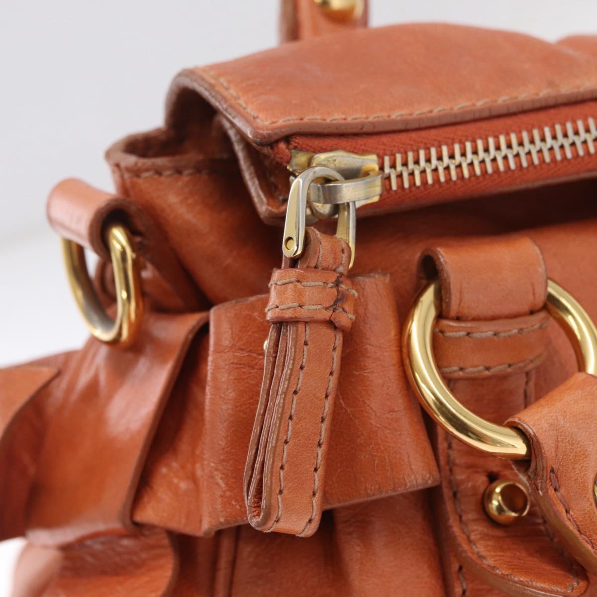 Miu Miu Vitellolux Hand Bag Leather Orange Gold Auth 210422V