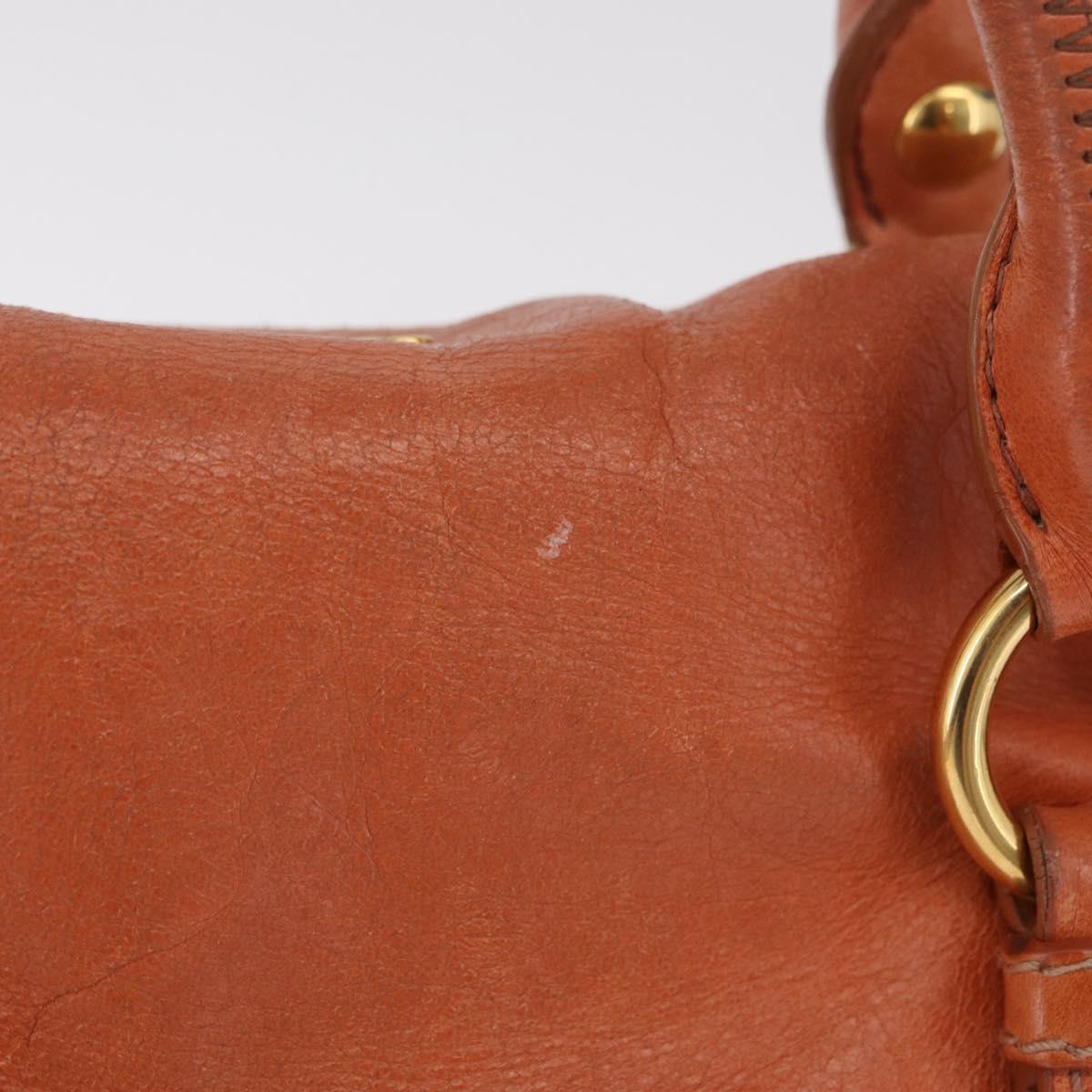 Miu Miu Vitellolux Hand Bag Leather Orange Gold Auth 210422V