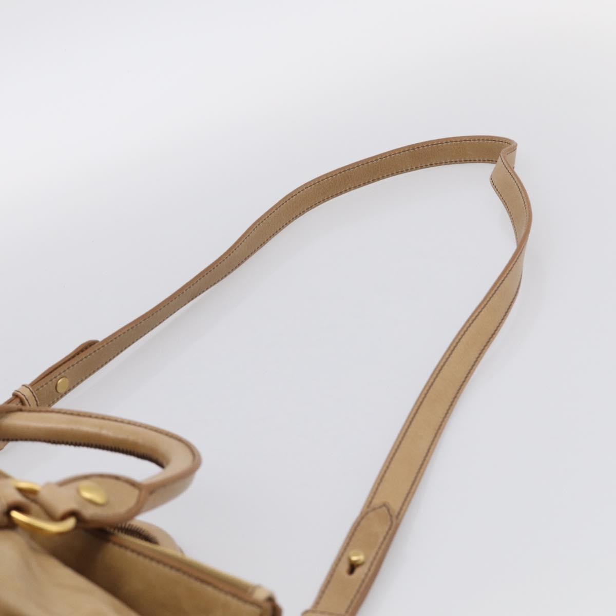 Miu Miu Vitellolux Hand Bag Leather 2way Beige Gold Auth 210423M