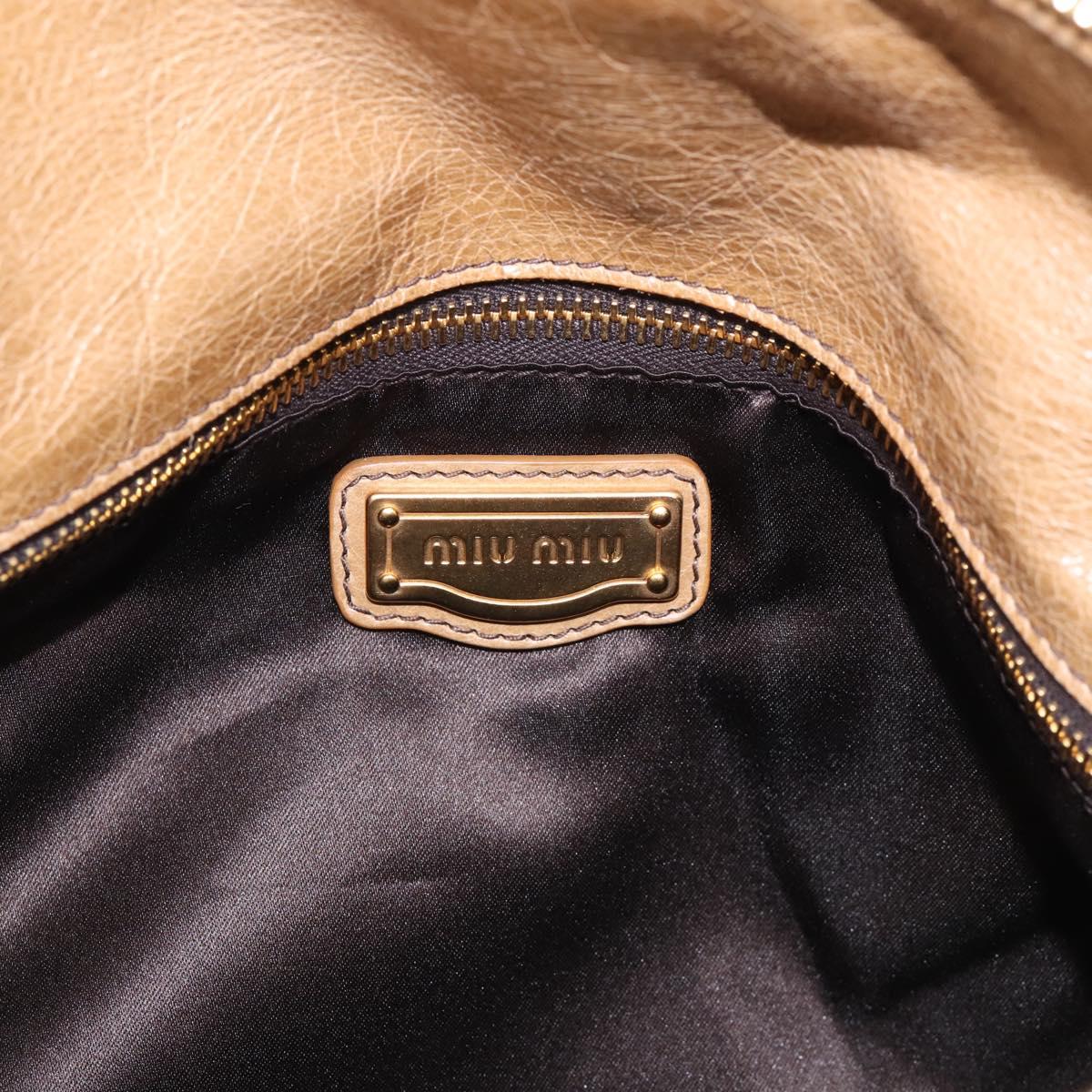 Miu Miu Vitellolux Hand Bag Leather 2way Beige Gold Auth 210423M