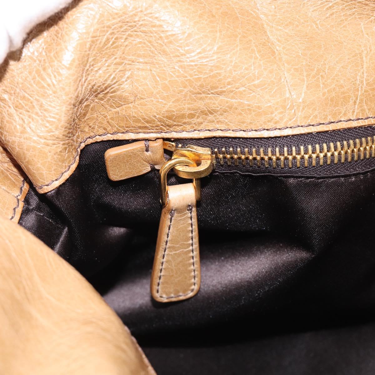 Miu Miu Vitellolux Hand Bag Leather 2way Beige Gold Auth 210423M