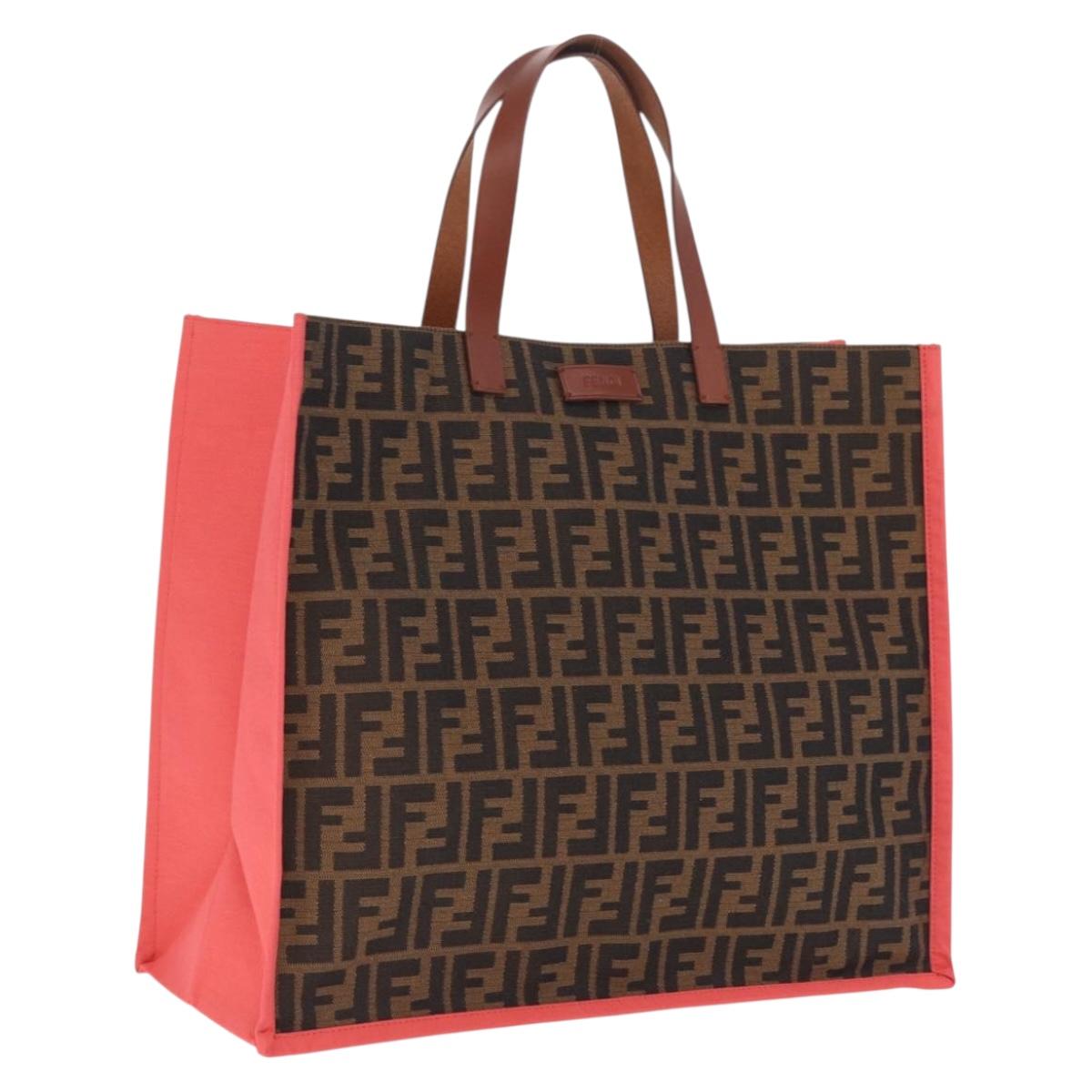 FENDI Zucca Canvas Tote Bag Brown Black 8BH235 Auth 210424