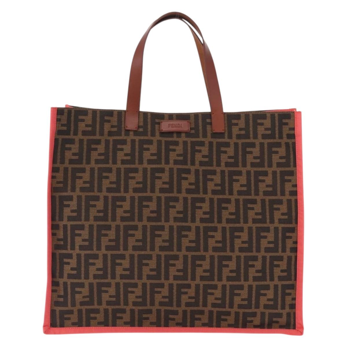 FENDI Zucca Canvas Tote Bag Brown Black 8BH235 Auth 210424