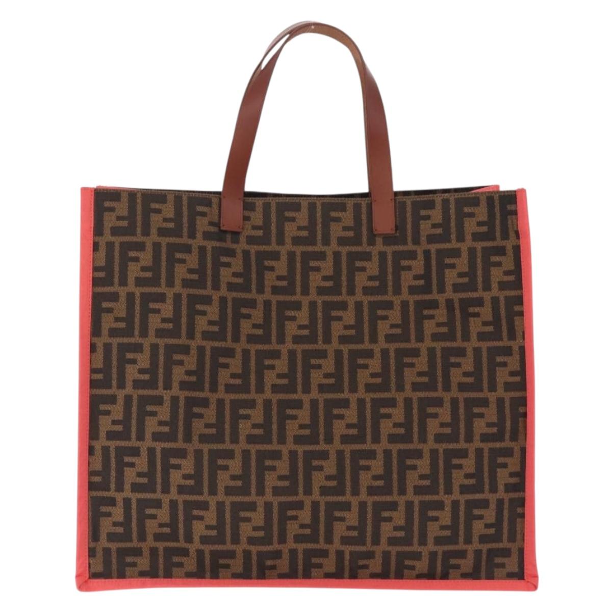 FENDI Zucca Canvas Tote Bag Brown Black 8BH235 Auth 210424