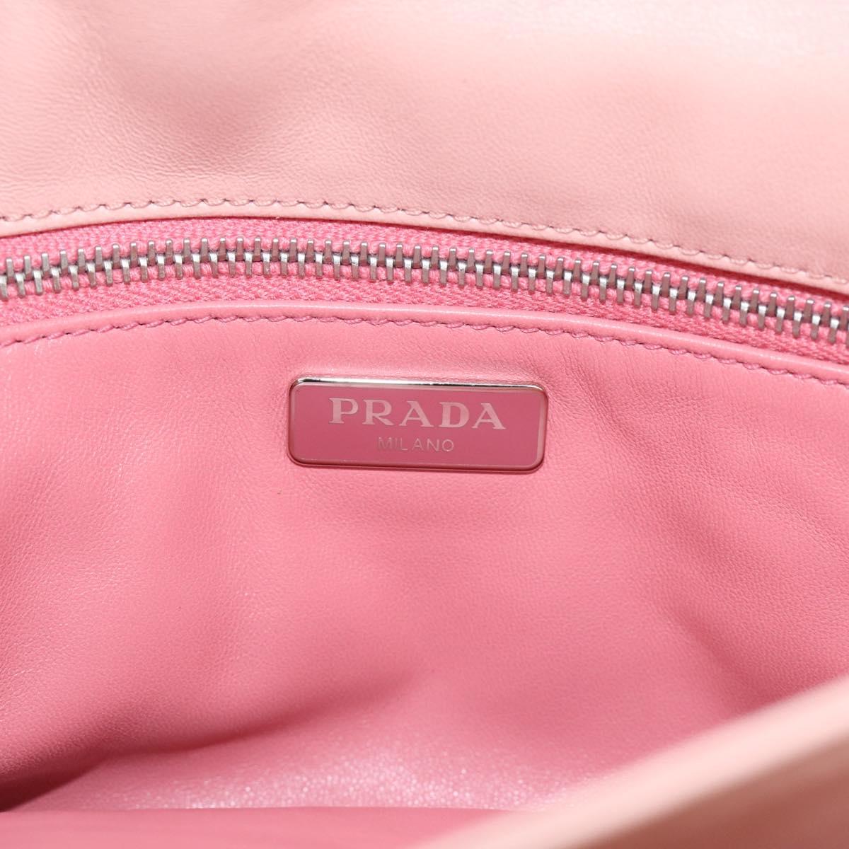 PRADA Chain Shoulder Bag Leather Pink Silver Auth 210425V