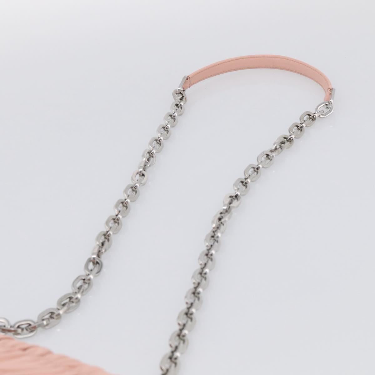 PRADA Chain Shoulder Bag Leather Pink Silver Auth 210425V
