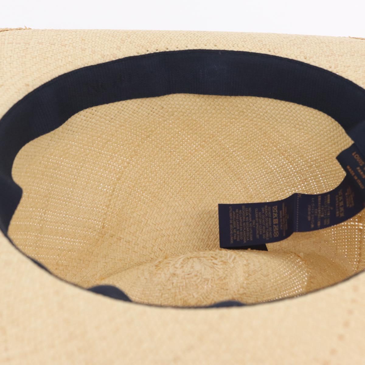 LOUIS VUITTON Chapeau Paille Graphical Cut Hat Straw 24.4"" Beige Auth 210427M