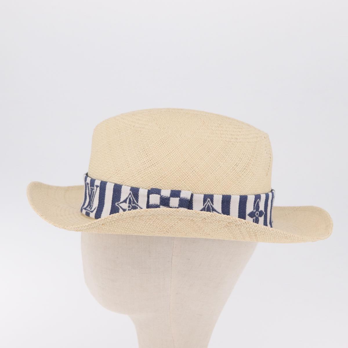 LOUIS VUITTON Chapeau Paille Graphical Cut Hat Straw 24.4"" Beige Auth 210427M