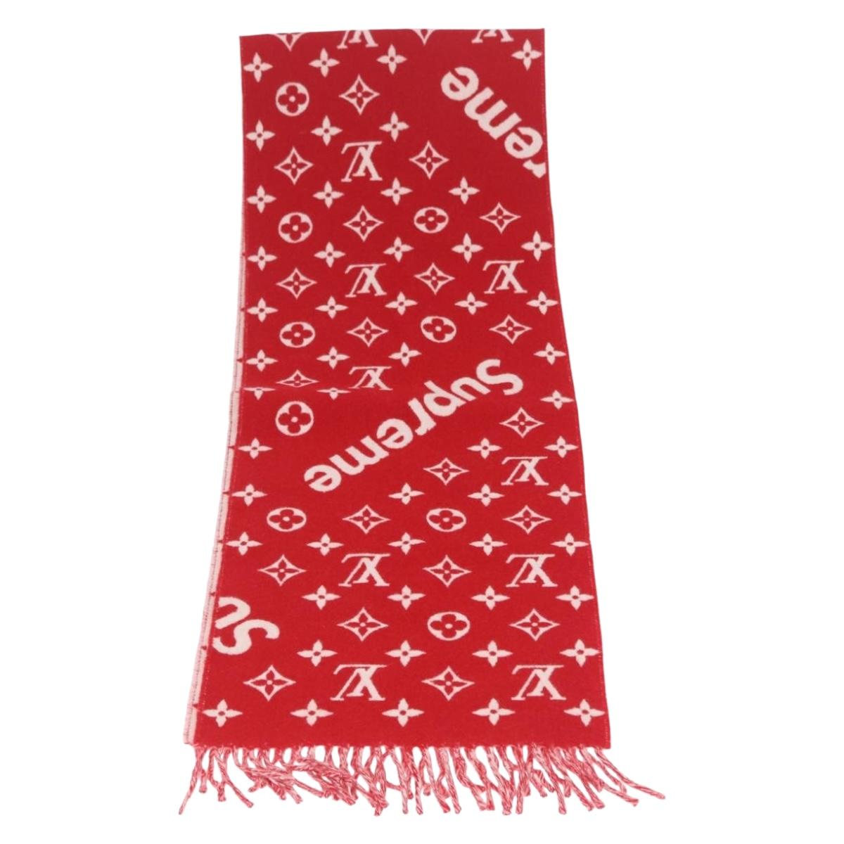 LOUIS VUITTON Supreme Collaboration Scarf Wool Red MP1890 LV Auth 210428SM