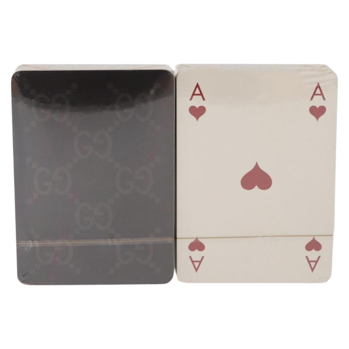 GUCCI Playing Cards paper 2 Set Brown Ivory Auth 210432M