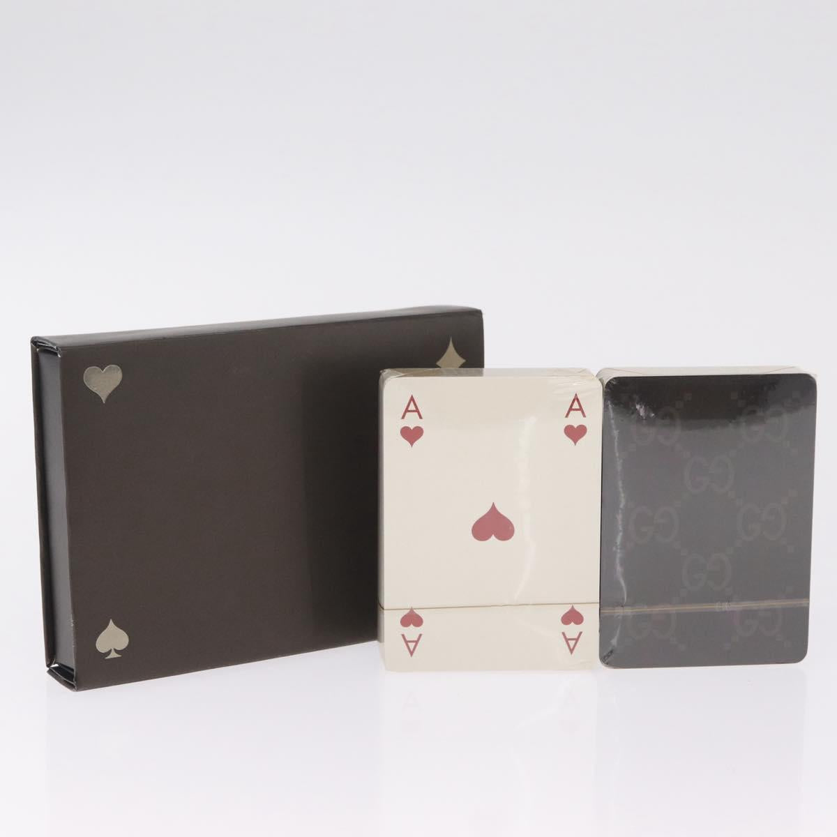 GUCCI Playing Cards paper 2 Set Brown Ivory Auth 210432M
