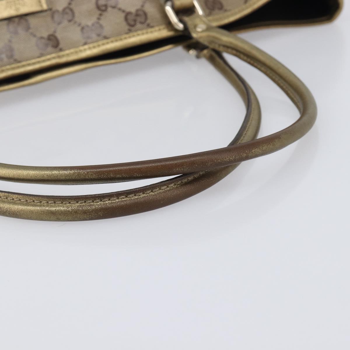 GUCCI GG Crystal Tote Bag Coated Canvas Beige Gold 197953 Auth 210443