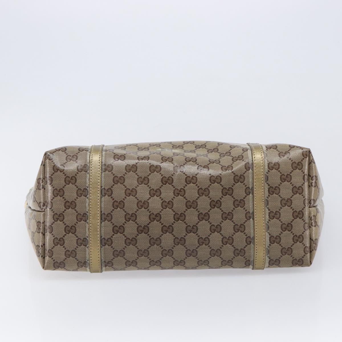 GUCCI GG Crystal Tote Bag Coated Canvas Beige Gold 197953 Auth 210443