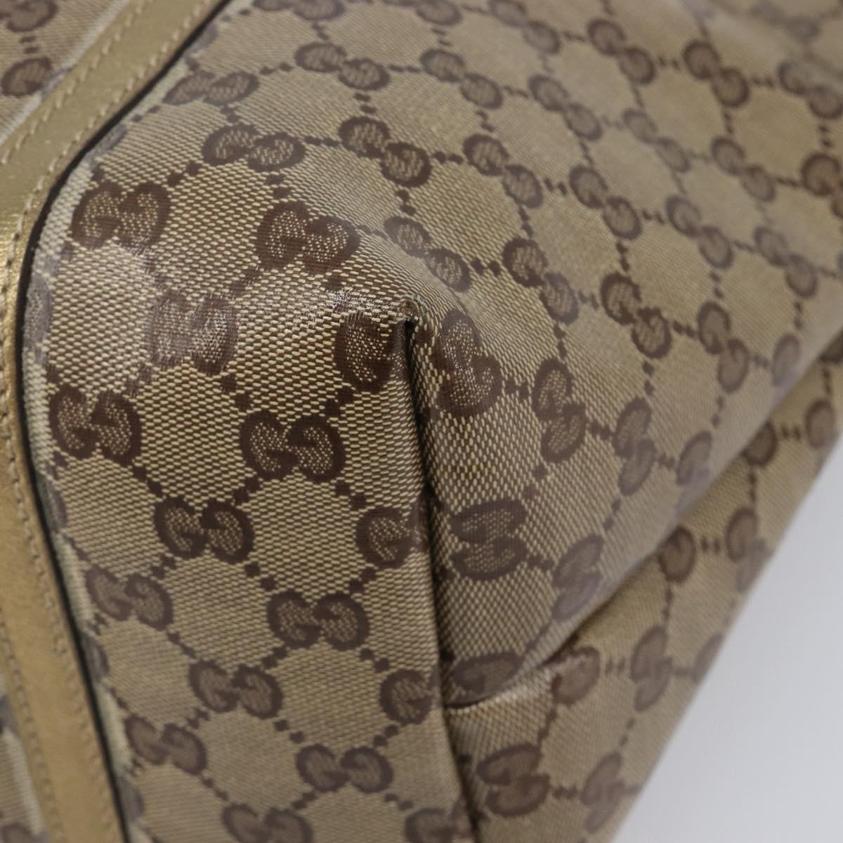 GUCCI GG Crystal Tote Bag Coated Canvas Beige Gold 197953 Auth 210443