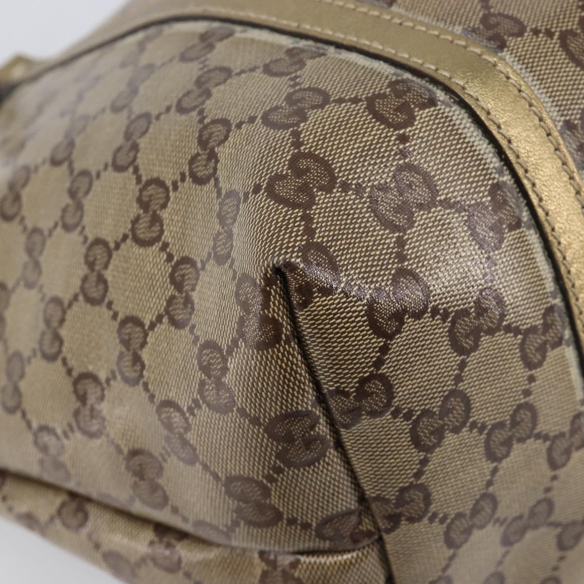 GUCCI GG Crystal Tote Bag Coated Canvas Beige Gold 197953 Auth 210443