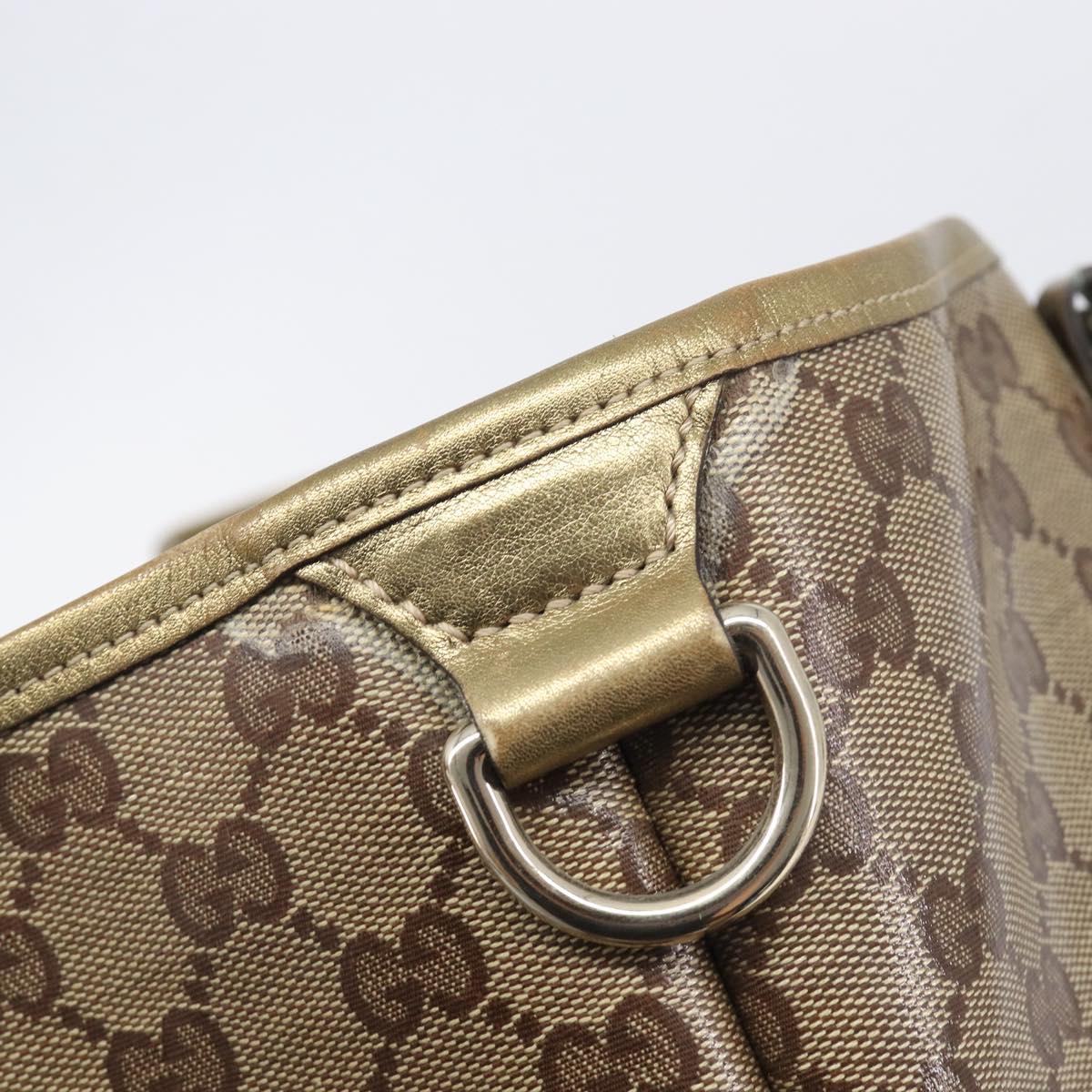 GUCCI GG Crystal Tote Bag Coated Canvas Beige Gold 197953 Auth 210443