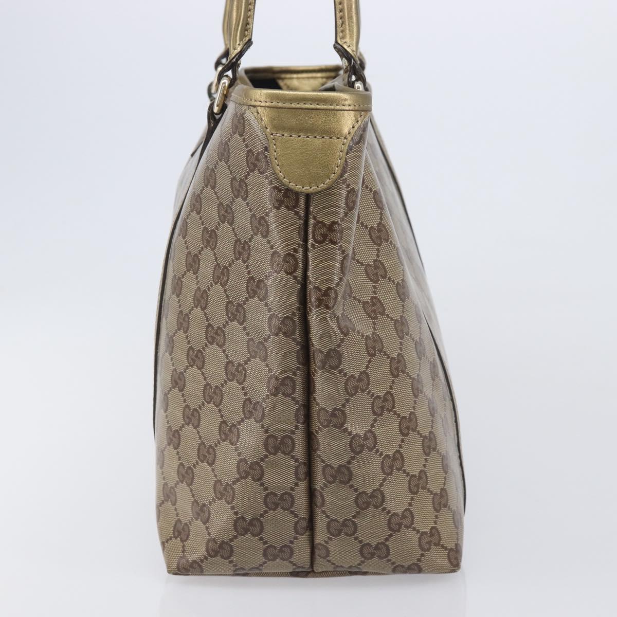 GUCCI GG Crystal Tote Bag Coated Canvas Beige Gold 197953 Auth 210443
