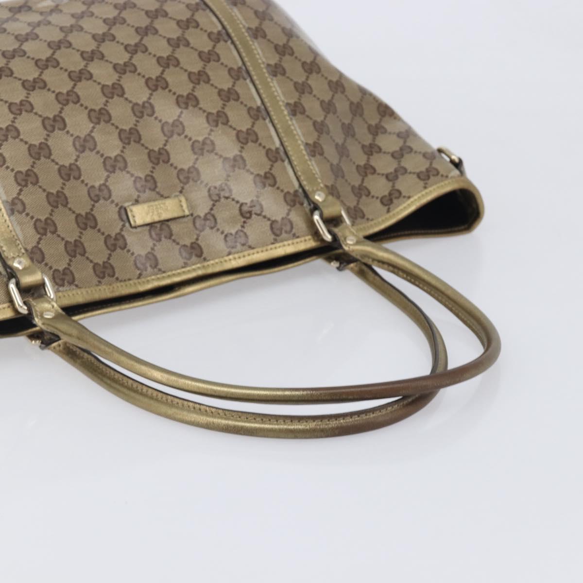 GUCCI GG Crystal Tote Bag Coated Canvas Beige Gold 197953 Auth 210443