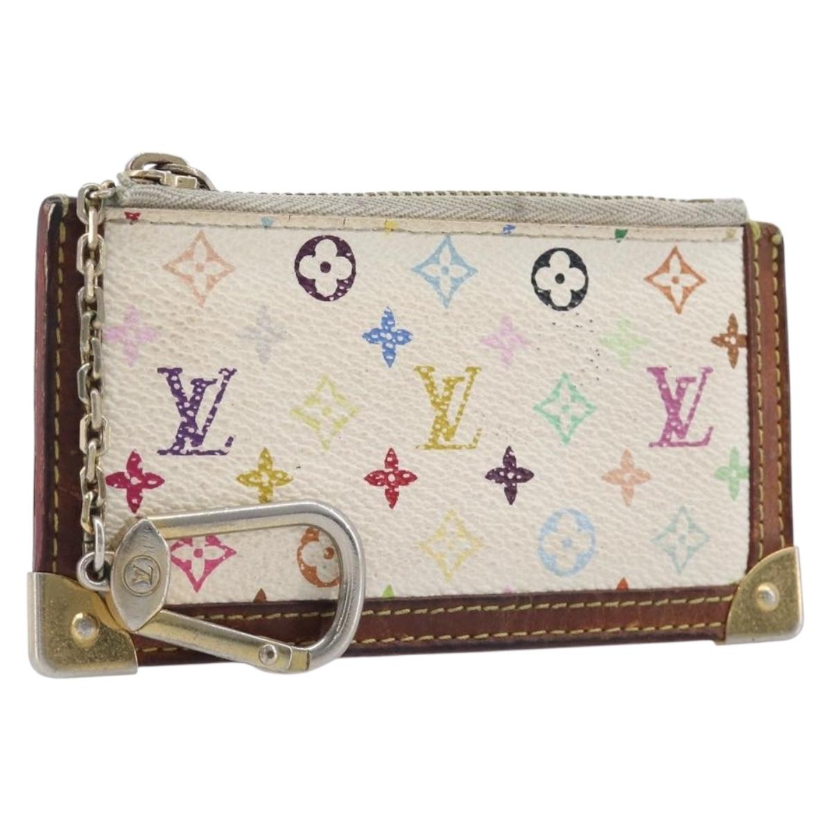 LOUIS VUITTON Monogram Multicolor Pochette Cles Purse White M92655 Auth 210445