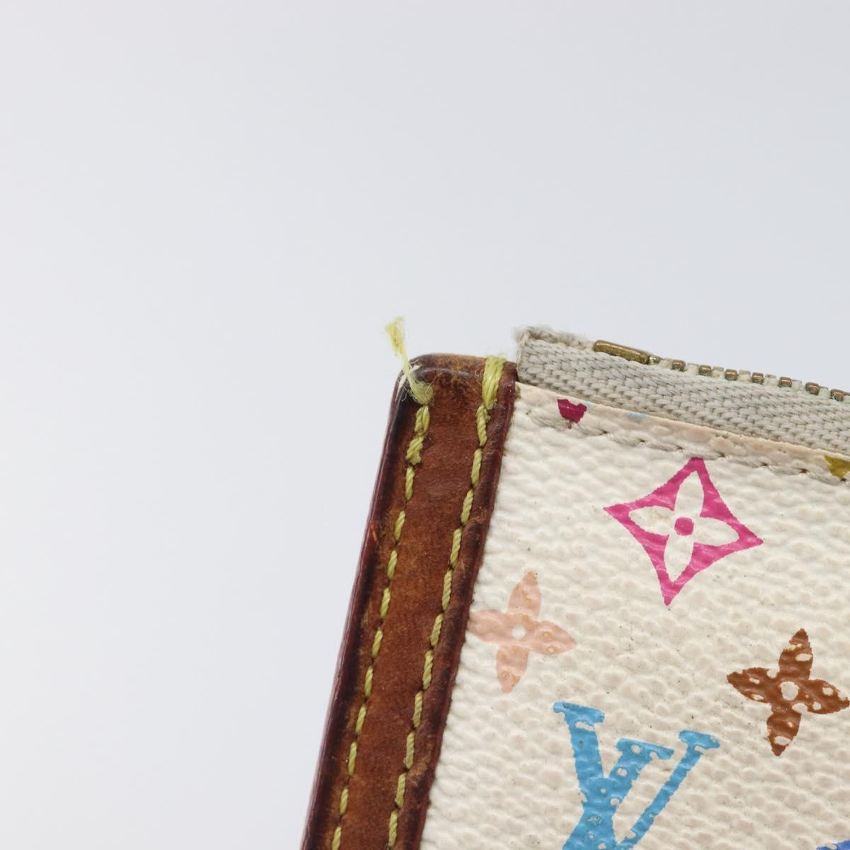 LOUIS VUITTON Monogram Multicolor Pochette Cles Purse White M92655 Auth 210445