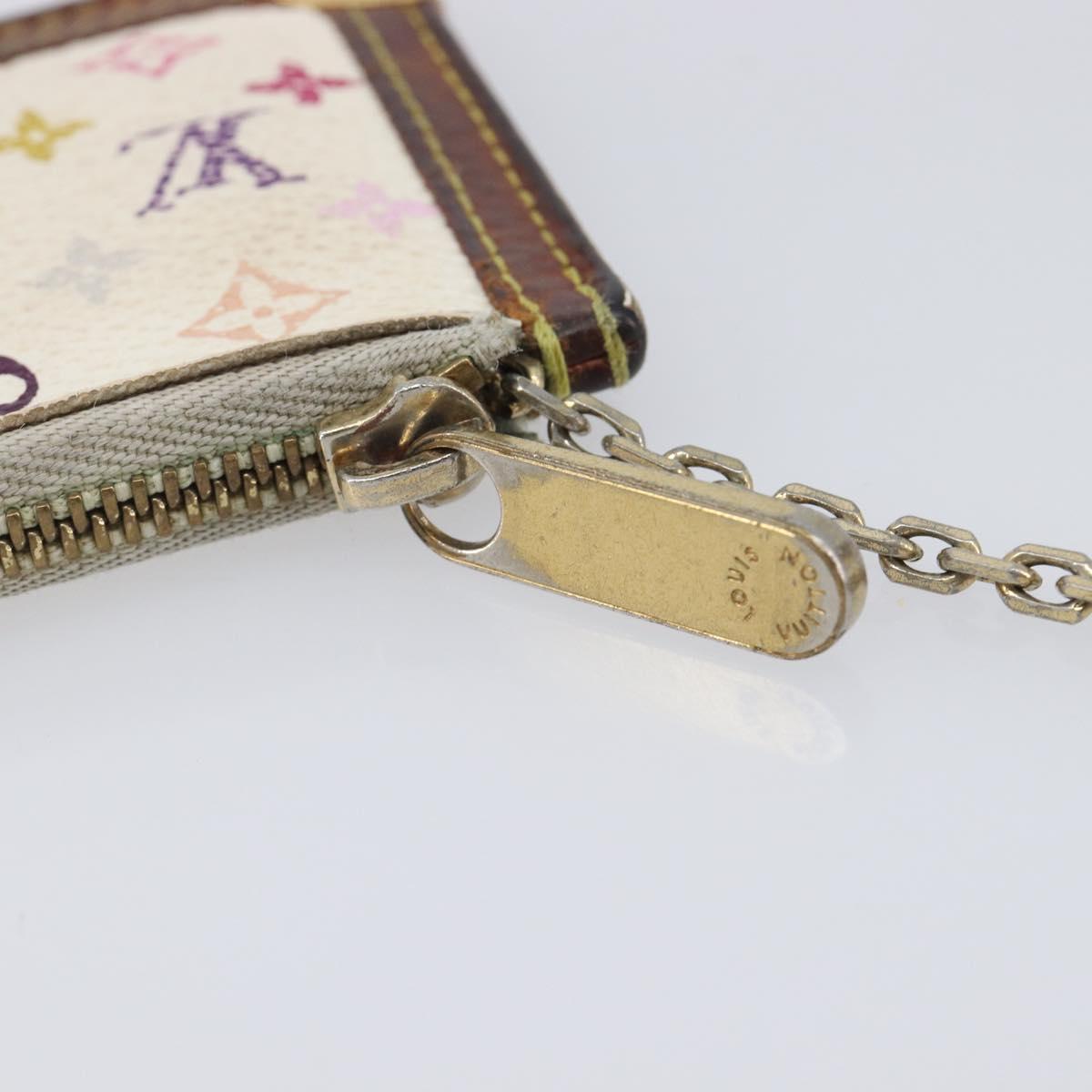 LOUIS VUITTON Monogram Multicolor Pochette Cles Purse White M92655 Auth 210445