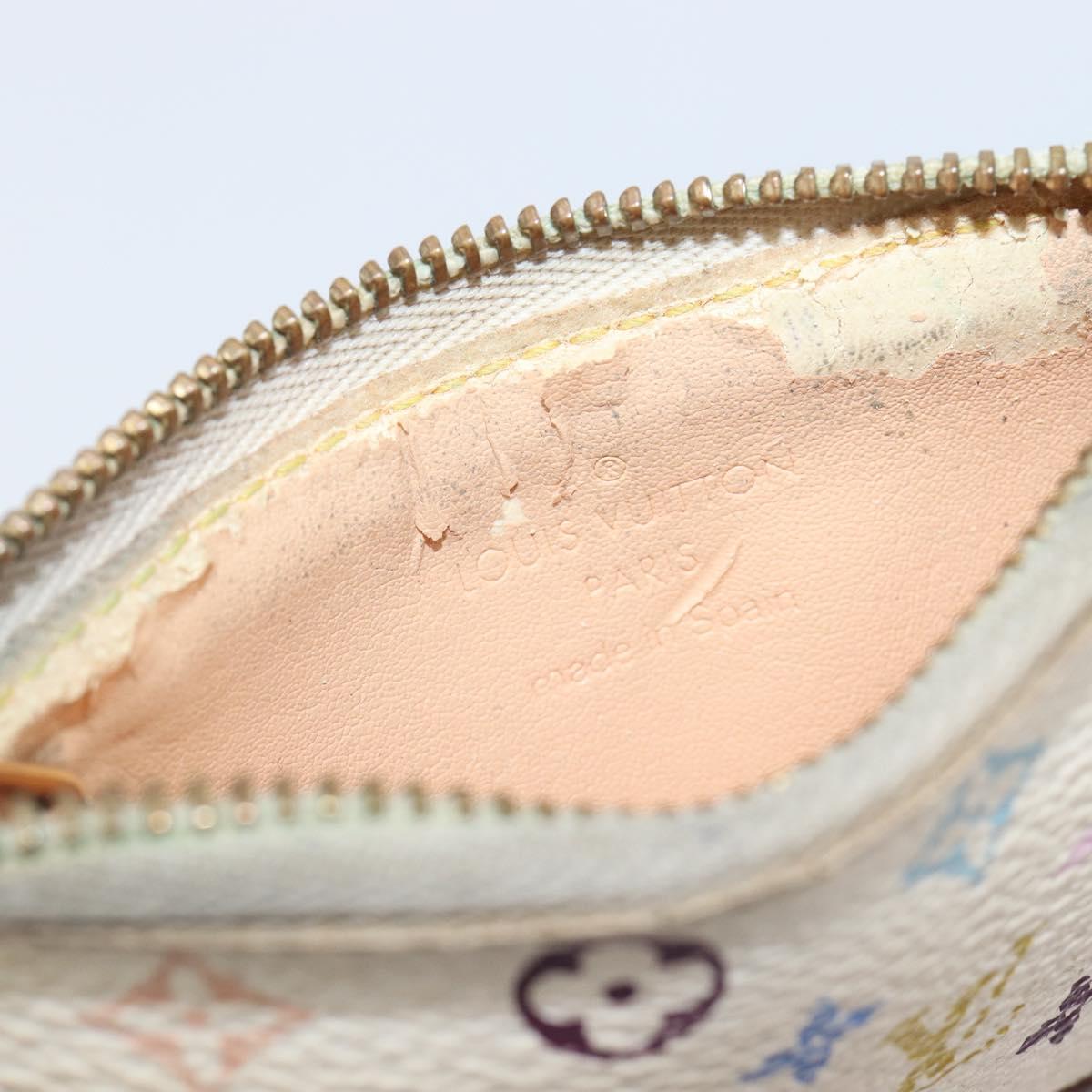 LOUIS VUITTON Monogram Multicolor Pochette Cles Purse White M92655 Auth 210445