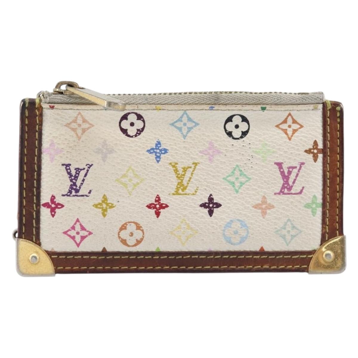 LOUIS VUITTON Monogram Multicolor Pochette Cles Purse White M92655 Auth 210445