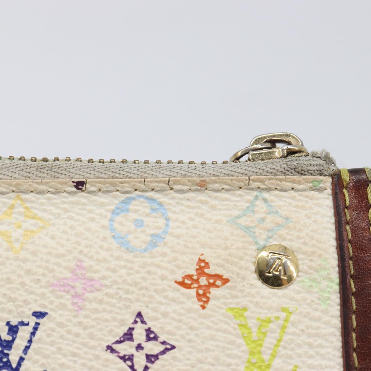 LOUIS VUITTON Monogram Multicolor Pochette Cles Purse White M92655 Auth 210445